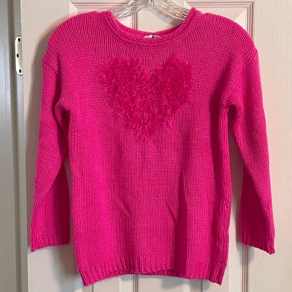 Deux Par Deux Pink Heart Sweater Girls 10